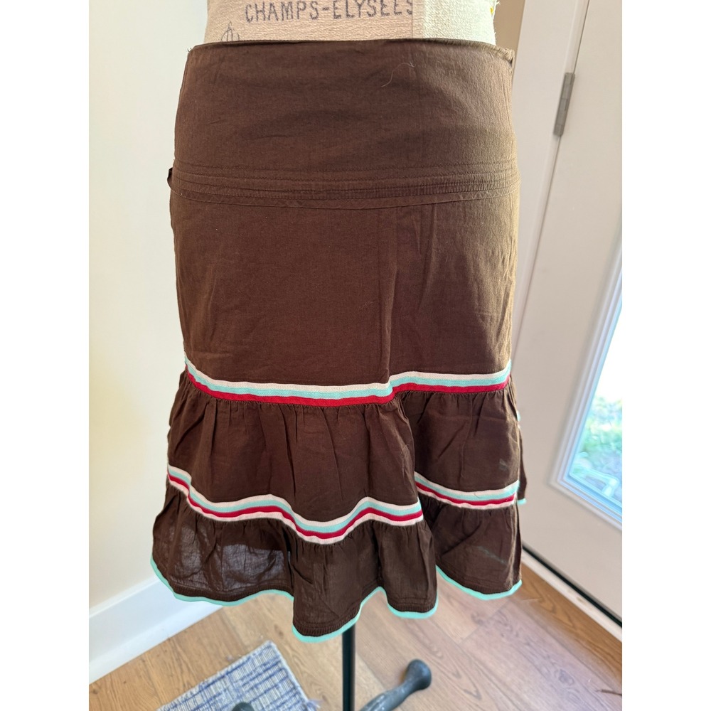 American Eagle Y2K Brown Tiered Ribbon Skirt Size 4